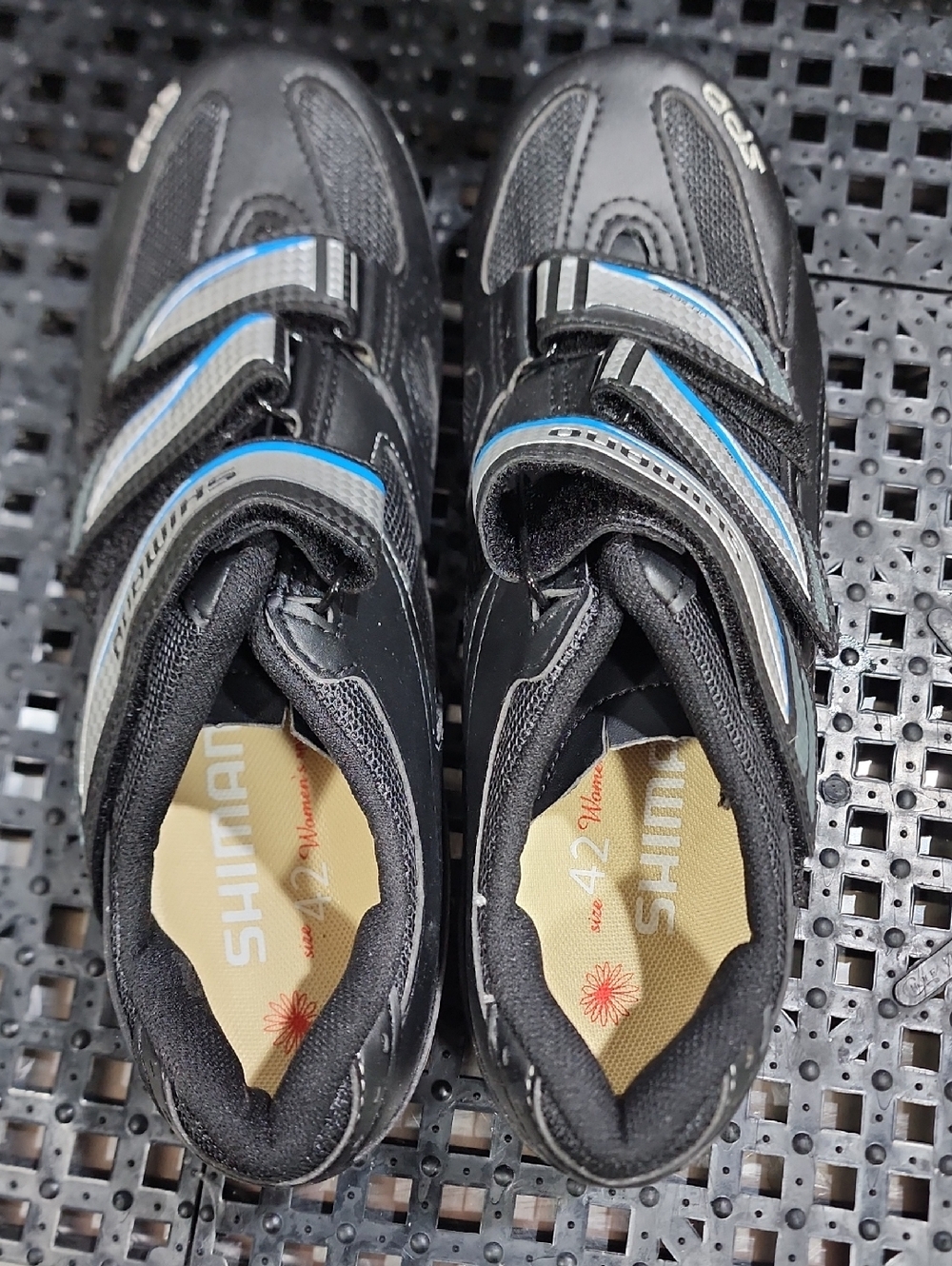 Shimano Womens Black and Blue Velcro Mtn Bike Shoes